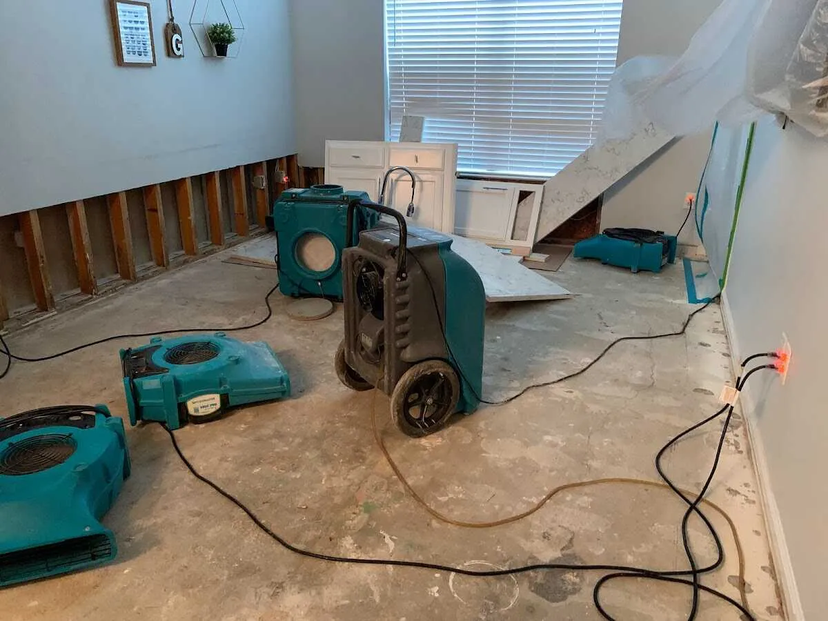 Dehumidifier in flood-cut room for Water Damage Restoration in Cleveland Heights